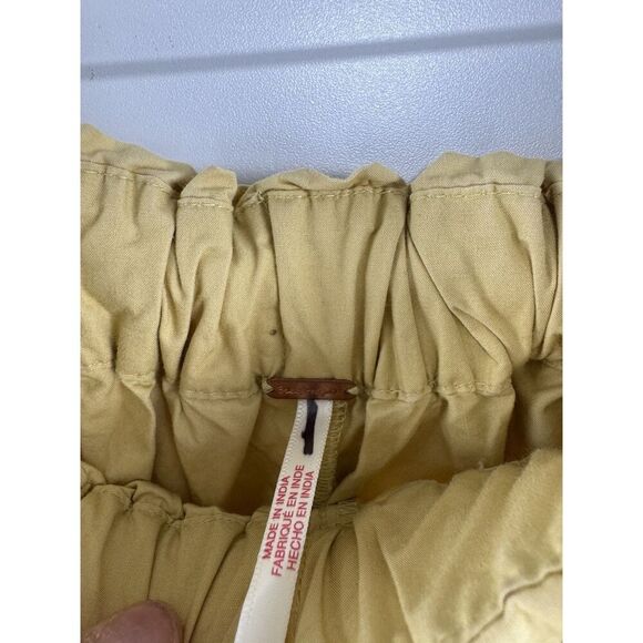 Free People Small Beach Life Mustard Yellow Pants With Eyelet Ruffle Oversized - Picture 9 of 10